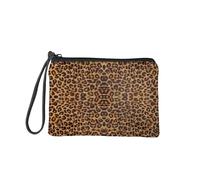 SEANATIVE Portamonete da donna, mini borsellino portatile con cinturino da polso, per ragazze, grazioso astuccio per rossetto, Marrone leopardato., Organizer per borse