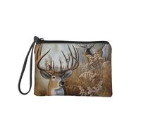SEANATIVE Portamonete da donna, mini borsellino portatile con cinturino da polso, per ragazze, grazioso astuccio per rossetto, Cervo di legno, Organizer per borse