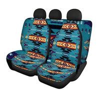 SEANATIVE Set completo di 3 coprisedili per auto in stile etnico tribale azteco anteriore e posteriore per sedile auto, protezione traspirante, per berlina, SUV, camion, furgone