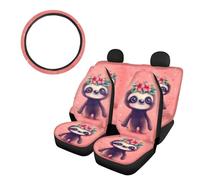 SEANATIVE Set completo di coprisedili per auto con stampa di bradipo e animali carini, per sedili anteriori e posteriori, universale, morbido, antiscivolo, colore rosa