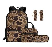 SEANATIVE Set di 5 zaini per bambini da 43,2 cm, leggeri, per ragazze, Anatra da caccia mimetica, Zainetto
