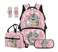 SEANATIVE Set di zaino per bambini da 9 a 12 anni, 43 cm, 5 pezzi, con borsa per il pranzo, Camo Caccia Pesca, Zainetto