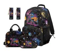 SEANATIVE Set zaino per bambini con zaino e portapranzo a forma di cartone animato, 5 pezzi, Galaxy Trattore, Zainetto