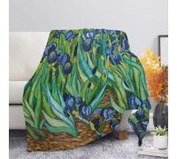 SEANATIVE Van Gogh - Coperta con motivo floreale e iris, elegante, confortevole, morbida, calda, per donne, uomini, bambini, per tutte le stagioni