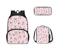 SEANATIVE Zainetto scolastico per bambini e ragazzi, con portapranzo e astuccio, 3 pezzi, Koala alla fragola