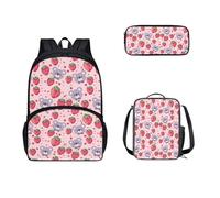SEANATIVE Zainetto scolastico per bambini e ragazzi, con portapranzo e astuccio, 3 pezzi, Koala Starwberry