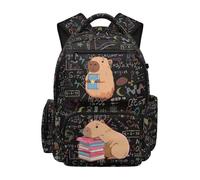 SEANATIVE Zaino per bambini per ragazze zaino scuola cartone animato con tasche multiple, Capibara Matematica Nera, Zainetto