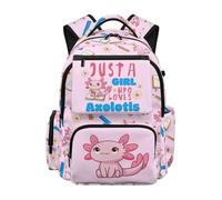 SEANATIVE Zaino per ragazze zaino personalizzato con 600D traspirante e multi-tasche, Solo una ragazza che ama Axolotl, Zainetto