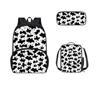 SEANATIVE Zaino scolastico da 17 pollici con portapranzo e custodia per matite, set per bambini e scuole medie, molte tasche, Stampa mucca.