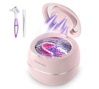 SEANCHEER Pulitore Ultrasuoni 48000Hz Pulitore Gioielli Ultrasuoni | 24W | 180ML | Lampada UV Lavatrice Ultrasuoni per | Apparecchio Denti | Protesi Dentali | Retainer | Anelli | Collane | (Rosa)