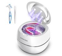 SEANCHEER Pulitore Ultrasuoni 48000Hz Pulitore Gioielli Ultrasuoni | 24W | 180ML | Lampada UV Lavatrice Ultrasuoni per | Apparecchio Denti | Protesi Dentali | Retainer | Anelli | Collane | (Bianco)