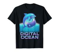 Seapunk Digital Ocean Delfino Yin Yang Anni '90 estetica Maglietta