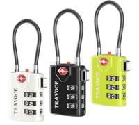Search Alert - Lucchetto a combinazione da viaggio approvato TSA per valigie, armadietti da palestra, cassetta degli attrezzi, zaino, 1, 2, 4, 6 e 10 pezzi (tre colori)