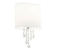Applique Contemporanea Nina Acciaio Cromo Tessuto Bianco 1 Luce E14