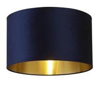 Paralume in velluto blu navy con interno dorato, diametro 40 cm