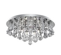 SEARCHLIGHT 3306-6CC - 6 LIGHT CHROME FLUSH FITTING COMPLETE WITH DIAMOND SHAPE CRYSTAL