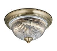 Searchlight Plafoniera American Diner IP44 ottone anticato vetro trasparente