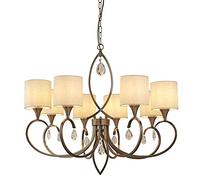 Lampadario Contemporaneo Alberto Acciaio Ottone Vetro Bianco 8 Luci E14