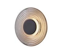 Searchlight Applique a LED Cleo, grigio fumo/nero opaco, Ø 30 cm, vetro Searchlight