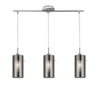 Lampadario Contemporaneo Duo 2 Acciaio Cromo Vetro 3 Luci E14
