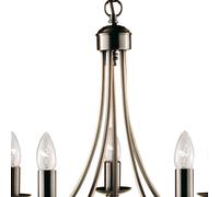Lampadario Industrial-Nordico Maypole Acciaio Ottone 5 Luci E14