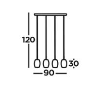 Searchlight Lampada a sospensione Laser, nero, metallo, a 4 luci, E27 Searchlight