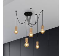 Searchlight Lampada a sospensione Spinny, ragno, Ø 28 cm, a 5 luci, legno di gomma, E27 Searchlight