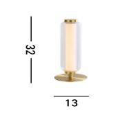 Lampada da tavolo a LED Mod, metallo ottone satinato, acrilico opalino e trasparente