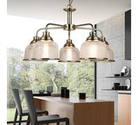 Searchlight Lampada sospensione Bistro II 5 luci ottone/vetro Searchlight