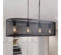 Searchlight Lampada sospensione Fishnet in nero, lunga 91cm Searchlight