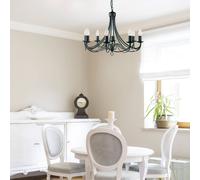 Searchlight Lampadario Maypole satinato-nero, 8 luci Searchlight