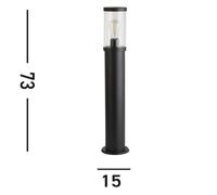 Paletto Da Esterno Contemporaneo Bakerloo Alluminio Nero Vetro 1 Luce E27 73Cm