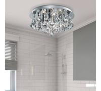 Searchlight Plafoniera Hanna tonda, IP44, 38cm, cromo piramide Searchlight