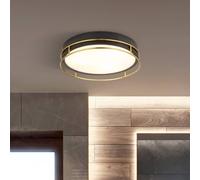 Searchlight Plafoniera Phoenix, Ø 30 cm, nero/ottone, IP44 Searchlight