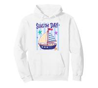 Seas The Day Barca a Vela Ocean Explorer Design Felpa con Cappuccio