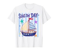 Seas The Day Barca a Vela Ocean Explorer Design Maglietta