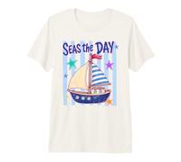 Seas The Day Barca a Vela Ocean Explorer Design Maglietta Premium