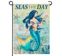 Seas The Day Spring Mer-Maid Nautical Bandiera Resistente Alle Intemperie Bandiere Verticale Colore Vivido Bandiera Da Giardino Per Festival Balcone Decorazione 30X45Cm