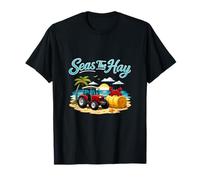 Seas The Hay Country Farm Parole Trattore Spiaggia Grafica Maglietta