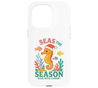 Seas the Season - Gioco di parole natalizio con cavalluccio marino Custodia per iPhone 15 Pro