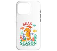 Seas the Season - Gioco di parole natalizio con cavalluccio marino Custodia per iPhone 16 Pro