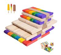 Seasboes 400 pezzi Bastoncini per Gelato in Legno, 4 in 1 Bastoncini di Legno per Il Fai da Te, Colorato & Naturale con Diverse Dimensioni, Spatole in Legno per Produzione Artigianale per Bambini