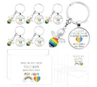 Seasboes 6 pezzi regalo di addio, educatore, regalo per insegnanti, portachiavi inclusi, biglietti di ringraziamento, buste con api e ciondolo a forma di cuore per insegnanti educatori, colore, L