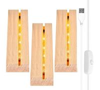 Seasboes Attacco a LED, 3 pezzi, luci a LED, base luminosa, base per display con interruttore USB, supporto rettangolare per display per pannello di illuminazione in vetro acrilico