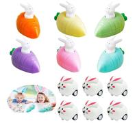 Seasboes Coniglietti con carota, lepre con movimento a forma di carota, auto giocattolo, giocattolo per auto retrattile, regalo di Pasqua, per bambini, coniglietti pasquali come pensierino, bomboniera