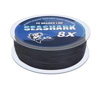 Seashark La lenza da pesca intrecciata non sbiadisce mai 8 fili di lenza in PE super forte (nero, 2,7 kg 0,10 mm-100 m)