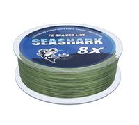 Seashark - Lenza da pesca intrecciata Colore che non sbiadisce 8 fili Super resistente PE Lenza da pesca Resistente all'abrasione Zero allungamento Più colori 2,7 kg a 36,3 kg