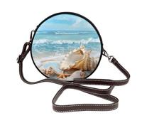 Seashell - Borsa a tracolla da donna, rotonda, in pelle vegana, con tracolla regolabile
