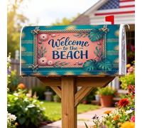 Seashell Coperture magnetiche per cassetta postale, con corda di palma tropicale e foglie di palma estiva, copertura decorativa per cassetta postale per esterni, decorazione da giardino, 53 x 64 cm