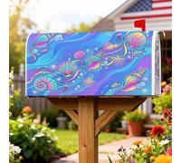Seashell Coperture magnetiche per cassette postali, decorazioni estive per cassette postali blu con stelle marine marine meduse estive per decorazione portico anteriore 45,7 x 53,3 cm